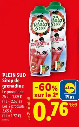 Lidl Plein sud sirop de grenadine offre
