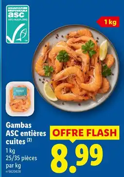 Lidl Gambas entières cuites offre