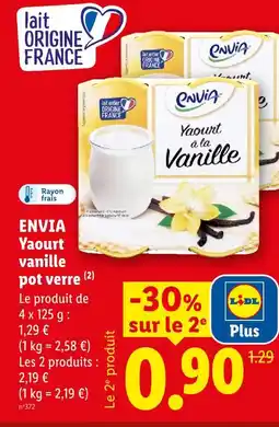 Lidl Envia yaourt vanille pot verre offre