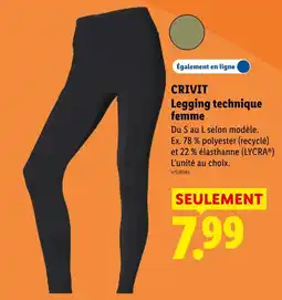 Lidl Crivit legging technique femme offre