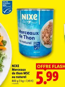 Lidl Nixe morceaux de thon msc au naturel offre