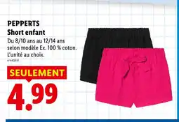 Lidl Pepperts short enfant offre