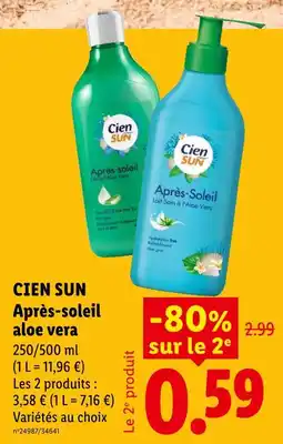 Lidl Cien sun après-soleil aloe vera offre