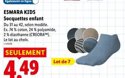 Lidl Esmara kids socquettes enfant offre