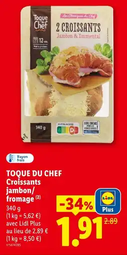 Lidl Toque du chef croissants jambon/fromage offre