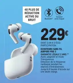 E.Leclerc Bosch - ecouteurs sans fil airpods pro 3 garantie l'ecale 2 ans offre