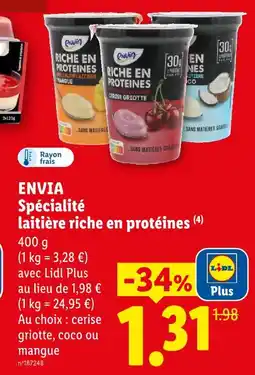 Lidl Envia spécialité laitière riche en protéines offre