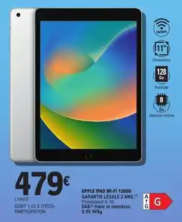 E.Leclerc Apple - ipad wi-fi 128gb granite lecale 2 ans offre
