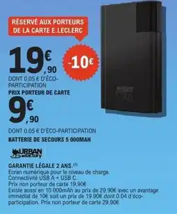 E.Leclerc E.leclerc - batterie de secours 5 000mah offre