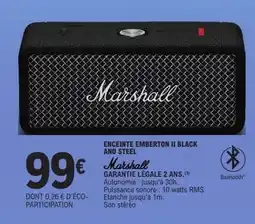 E.Leclerc Marshall - enceinte emberton ii black and steel offre