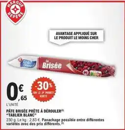 E.Leclerc Pâte brisée prête à dérouler tablier blanc offre