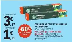 E.Leclerc Starbucks - capsules de café by nespresso offre