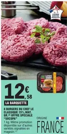 E.Leclerc Chef - 8 burger du chee le classique 15% mat. gr.offre speciale offre