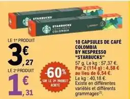 E.Leclerc Starbucks - 10 capsules de cafe colombia offre