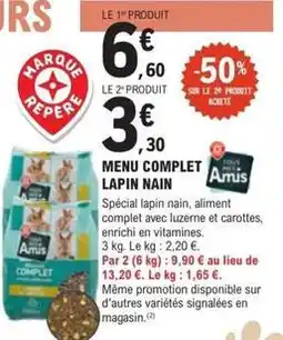E.Leclerc Jardi Amis - menu complet lapin nain offre