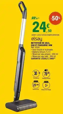 E.Leclerc Elsay - nettoyeur de sols, eau et poussière 30w offre
