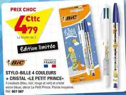 Hyperburo Prince - stylo-bille 4 couleurs + cristal le petit offre
