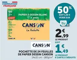 Hyper U Canson - pochette de 24 feuilles de papier dessin offre