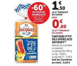 Hyper U Jacquet - tartines p'tit dej offre eco offre