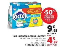 Hyper U Lactel - lait uht demi-ecreme offre