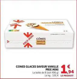 Hyper U Prix mini - cones glaces saveur vanille offre
