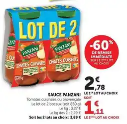 Hyper U Panzani - sauce offre