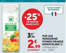 Hyper U U - pur jus mandarine pomme orange raisin blanc offre