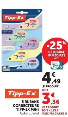 Hyper U Tipp-ex - 5 rubans correcteurs mini offre