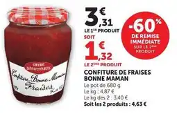 Hyper U Bonne maman - confiture de fraises offre
