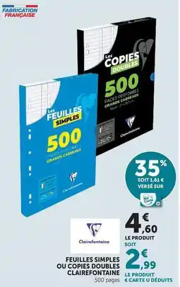 Hyper U Clairefontaine - feuilletés simples ou copies doubles offre