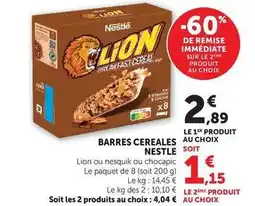 Hyper U Nestlé - barres cereales au choix soit offre