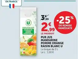 Super U U - pur jus mandarine pomme orange raisin blanc offre