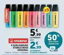 Super U Stabilo - 9 surligneurs boss original offre