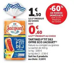 Super U Jacquet - tartines p'tit dej offre eco offre