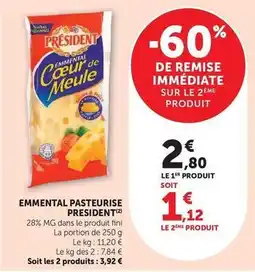 Super U Président - emmental pasteurise offre