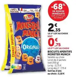 Super U Vico - biscuits aperitifs monster munch offre