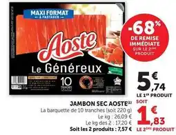 Super U Aoste - jambon sec offre