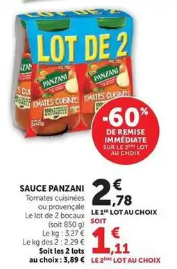 Super U Panzani - sauce offre