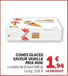 U Express Prix mini - cones glaces saveur vanille offre