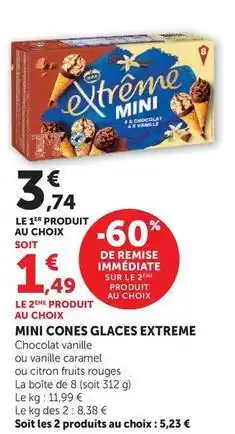 Super U Extrême - mini cones glaces offre