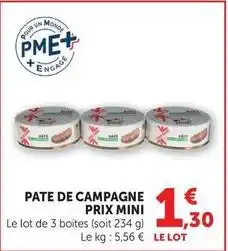 U Express Prix mini - pate de campagne offre