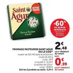 U Express Saint agur - fromage pasteurise ou le coq offre