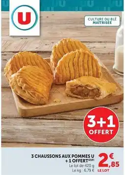 U Express 3 chaussons aux pommes u + 1 offert offre