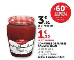 Super U Bonne maman - confiture de fraises offre