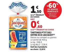 U Express Jacquet - tartines p'tit dej offre eco offre