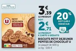 U Express U - biscuits petit dejeuner pepites de chocolat offre