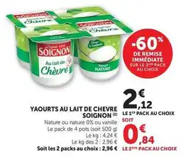 U Express Soignon - yaourts au lait de chevre offre