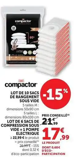 Super U Compactor - lot de 10 sacs de rangement sous vide offre