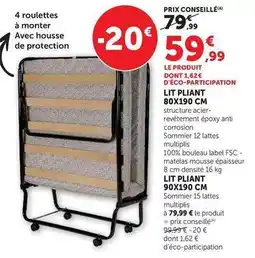 Super U Lit pliant 90x190 cm offre