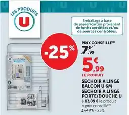 Super U U - sechoir a linge balcon 6m sechoir a linge porte/douche offre